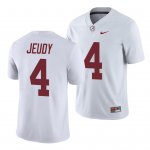 Men's Alabama Crimson Tide #4 Jerry Jeudy White Game NCAA College Football Jersey 2403PUAC7